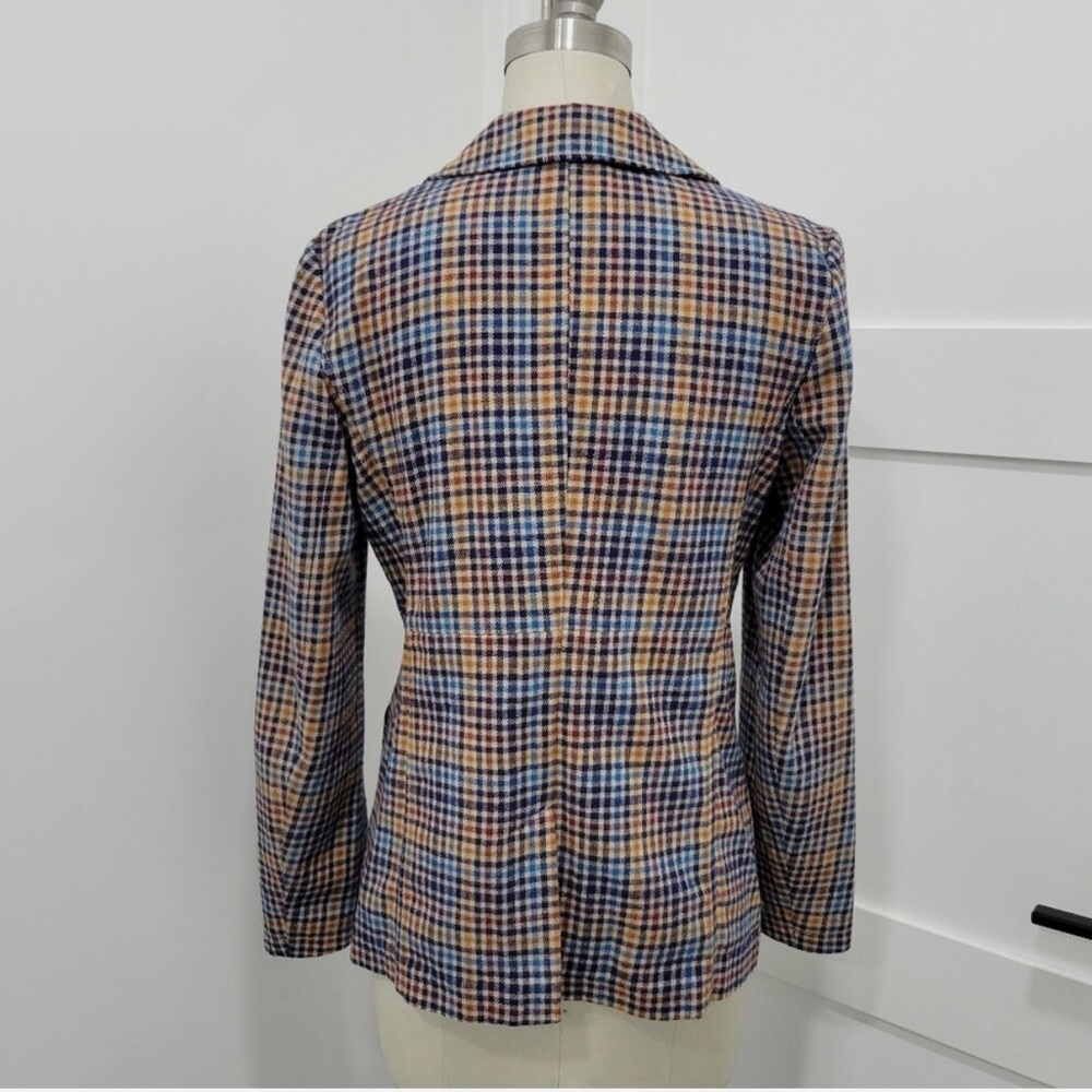 St John’s Bay Vintage Checked Plaid Houndstooth Cotton Tailored Blazer Jacket - Picture 2 of 3
